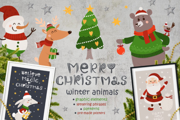 Merry Christmas Winter Animals