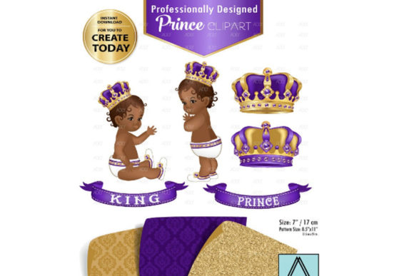Purple and Gold Baby Prince King Royal Digital Clip Art – A Stylish Choice for Creative Projects