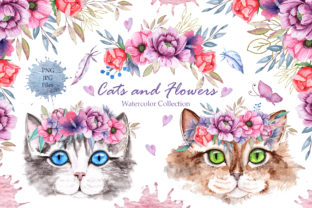 Watercolor Cats and Flowers: A Creative Resource for Design Enthusiasts
